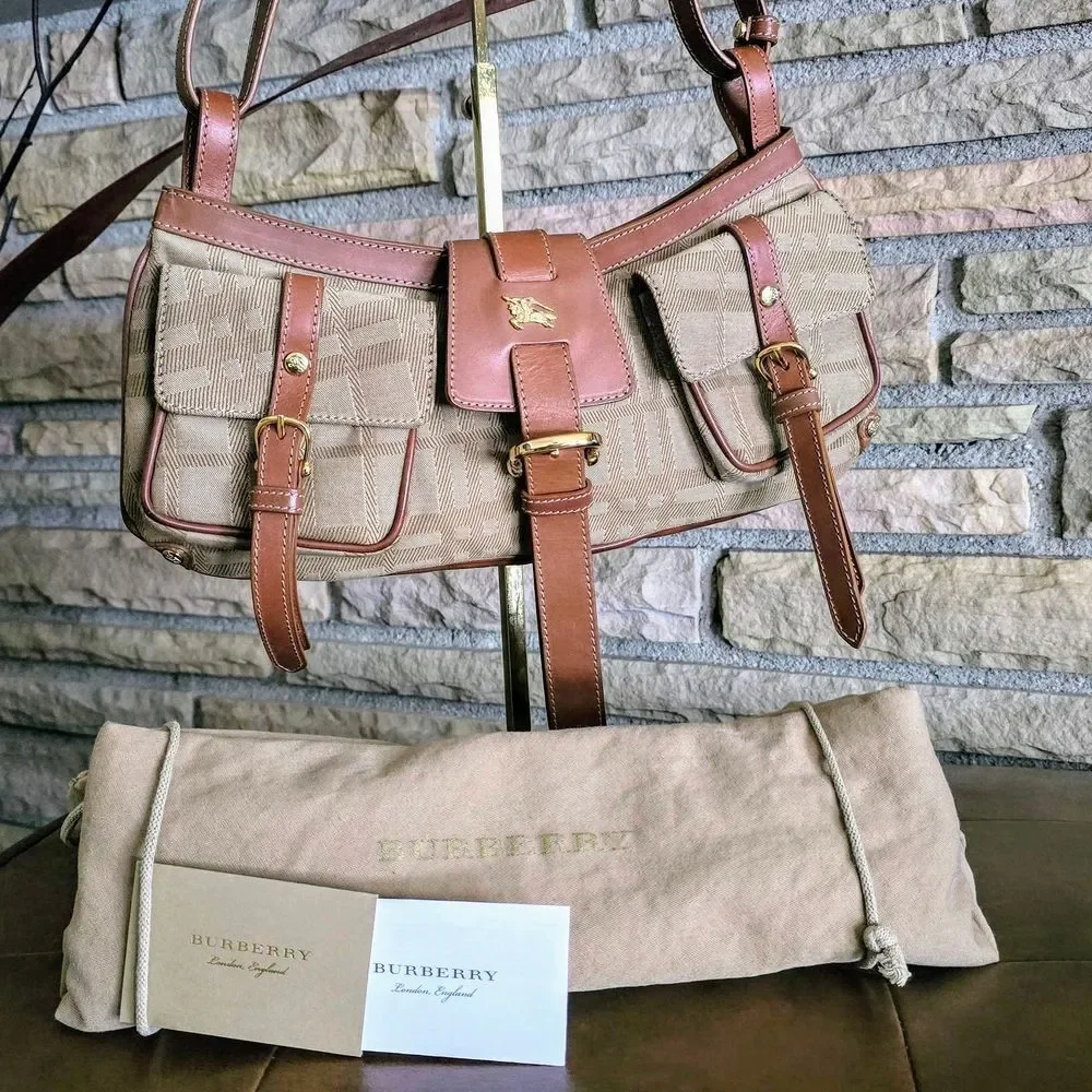 Burberry Brown Plaid Shoulder Bag - Picture 3 of 13